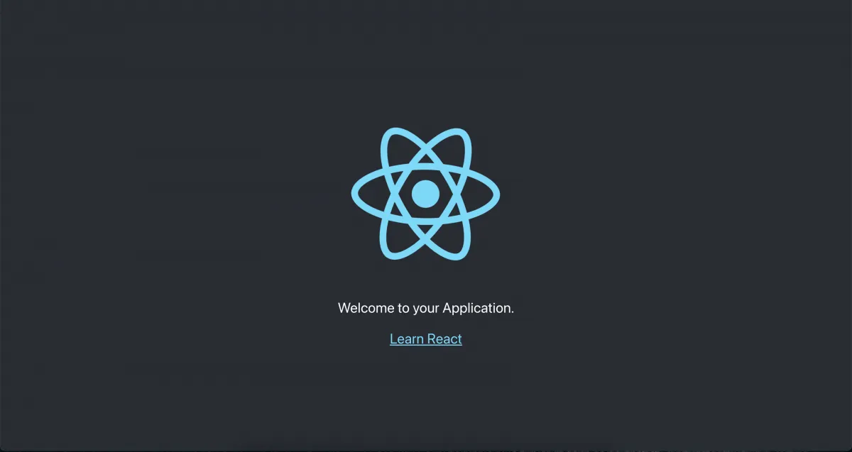 The React app after signing in, showing the React logo and a welcome message
